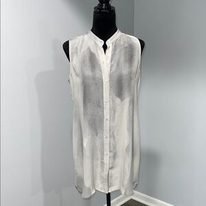 Eileen Fisher silk gray blouse tunic top size small button up